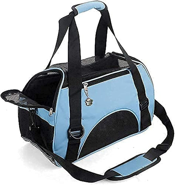 Soft-Sided Cat Carrier, Portable Foldable Pet Travel Carrier for Cats and Dogs, Airline Approved, Small Blue