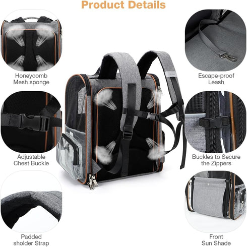 Backpack Backpack Backpack 18lbs Clear Pet Expandable Cat Carrier Pet Carrier for Small Medium Dogs Cats fit up
