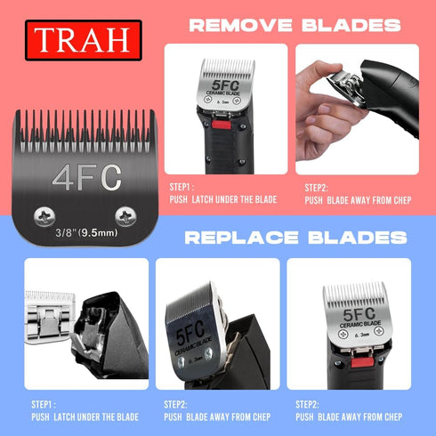 TRAH Size-10# Blade Dog Grooming Clipper Replacement Blades, Compatible with Andis and Wahl Clippers (2PCS)