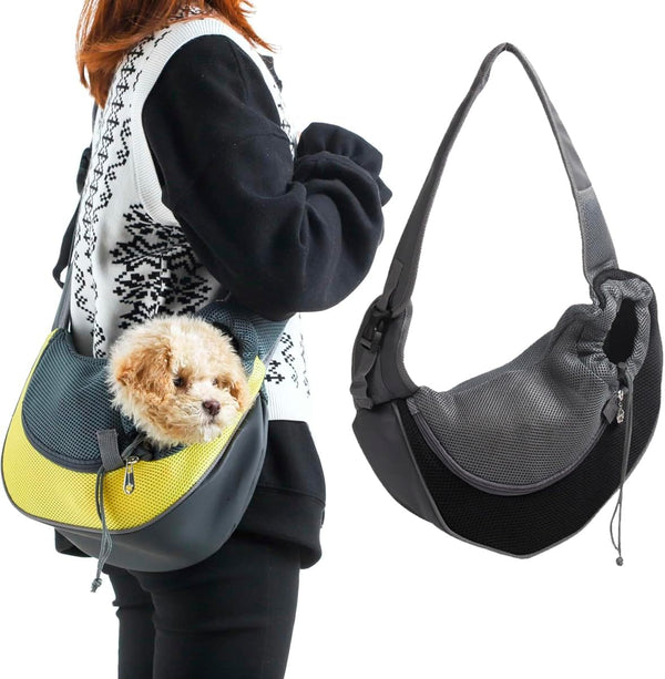Pet Dog Sling Carrier, Puppy Pet Slings Bag for Small Dogs Cats, Breathable Mesh Hand Free with Adjustable Strap