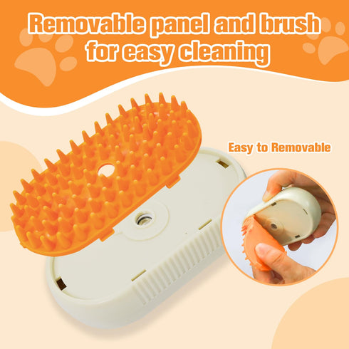 Dog Steam Brush, 3 in 1 Cat Steam Brush, Silicone Massage Grooming Tool for Shedding, Rechargeable Defur Comb