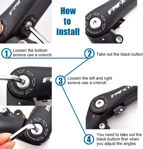 FOMTOR Adjustable Stem 0-90 Degree, 110mm MTB Bike Stem for 25.4mm Handlebar, Suitable for Mountain & Road Bikes