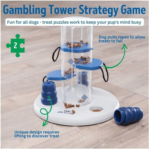 TRIXIE Intermediate Gambling Tower Strategy Game Dog Puzzle Toy, Level 2 Activity for Interactive Play and Enrichment