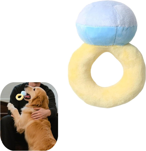 VrotQyn 1 Pcs Dog Ring Toy Fun Engagement Ring Shape Plush Squeaky Stuffed