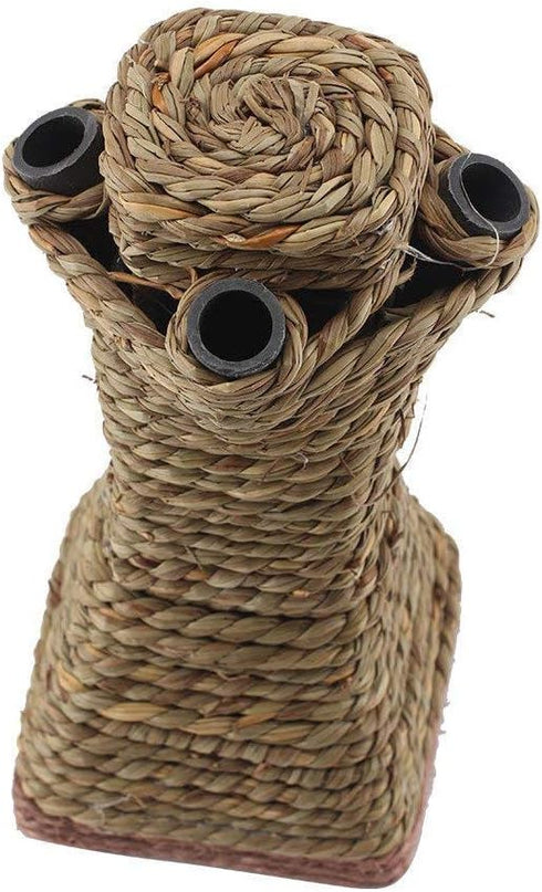 Pet Climbing Tree Toy - Rattan Grass Scratcher Activity Center with Carrot for Cat, Rabbit, Hamster, Small Animals