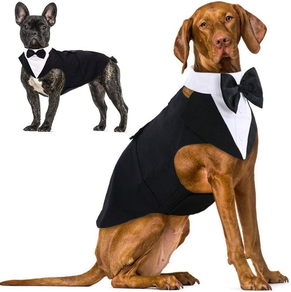 IDOMIK Dog Tuxedo for Small Medium Large Dogs, Detachable Formal Wedding Suit with Bow Ties & Bandana Set