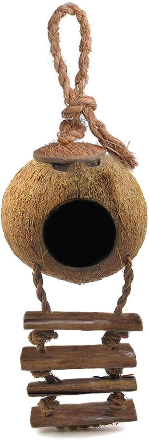 SunGrow Leopard Gecko Coconut Husk Hut - Cave Habitat with Ladder and Shell Opening, 1 Pc per Pack