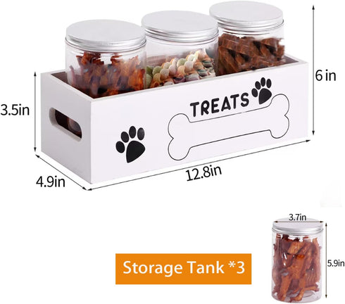 3 Dog Treat Container Cat Food Organizer with Jar Pet Snack Container Decorative Pet Food Containers Farmhouse Decor