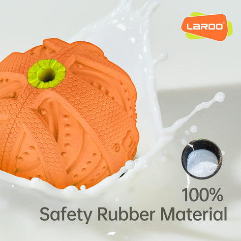 LaRoo Squeaky Dog Ball Toy, Durable Natural Rubber Chew Toy for Small Medium Large Dogs, Floating Training (3.5In