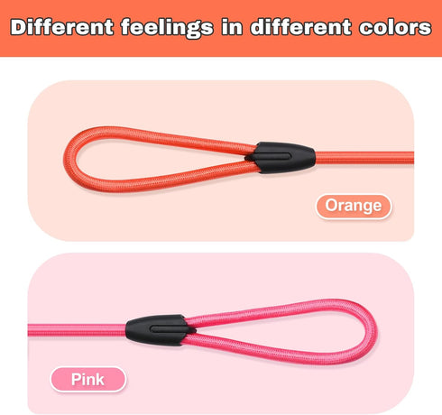 2pcs Slip Lead Dog Leash, 5FT Strong Rope for Small Medium Dogs, Pink and Orange