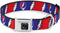 Dog Collar Seatbelt Buckle, Steal Your Face Lightning Bolt Repeat, Red White Blue, 18 to 32 Inches, 1.5 Inch Wide