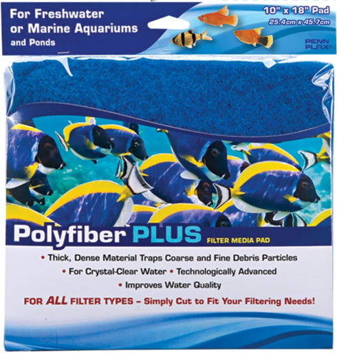 Penn-Plax Poly Fiber Plus Aquarium Filter Media Pad - 10” x 18” Easy to Cut