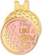 I Know I Play Like A Girl Pink Gold Golf Ball Marker with Hat Clip, Funny Golf Accessories for Women, Gifts for Golfers