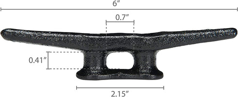 Simplified Living 6" Black Dock Cleat | Weatherproof Cast Iron Tie Downs for Marine Pier or Nautical Décor