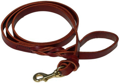 Ray Allen Mfg 6-Feet Signature K9 Knot Braided Heavy Leather Leash, 7/8-Inch, Burgundy