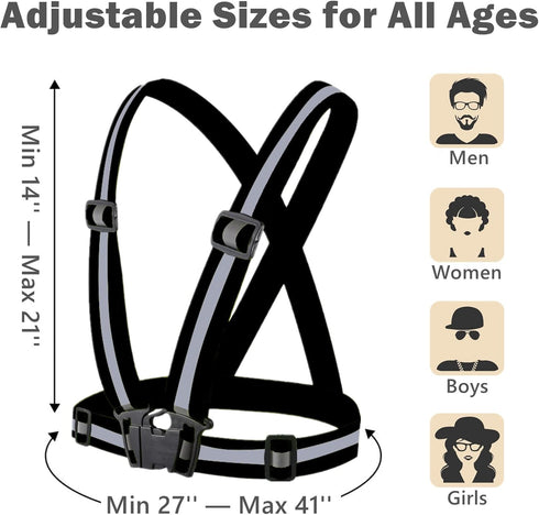 Reflective Strap Safety Vest Gear, 2-10 Pack Adjustable High Visibility Running Gear for Night