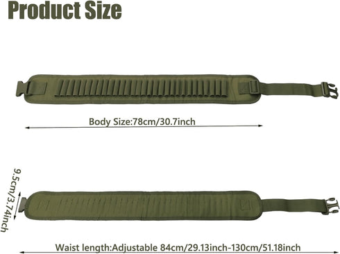 Professional Waterproof Shotshell Holder 30 Rounds Nylon Belt Case, Adjustable Shotgun Ammo Bandolier for 12 16 Gauge