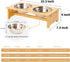 FOREYY Raised Pet bowls for Cats and Small Dogs, Bamboo Elevated Dog Cat Food and Water Bowls Stand Feeder with 2 Stainless Steel Bowls and Anti Slip Feet (4'' Tall-20 oz bowl)