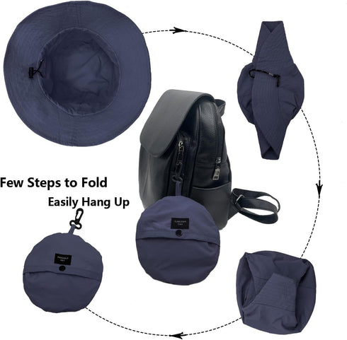 woogwin Waterproof Bucket Rain Hat, Quick Dry Packable Boonie Sun Hat with Chin Strap