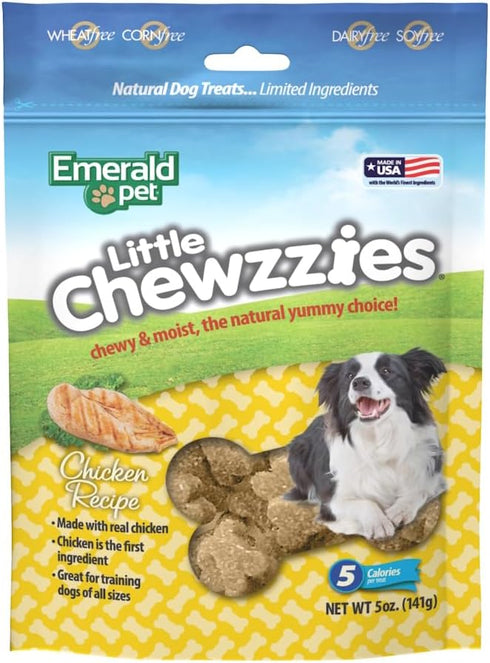 Emerald Pet Little Chewzzies Wheat Free Training Dog Treats - Healthy Natural Chews with Real Meat or Peanut Butter, 5