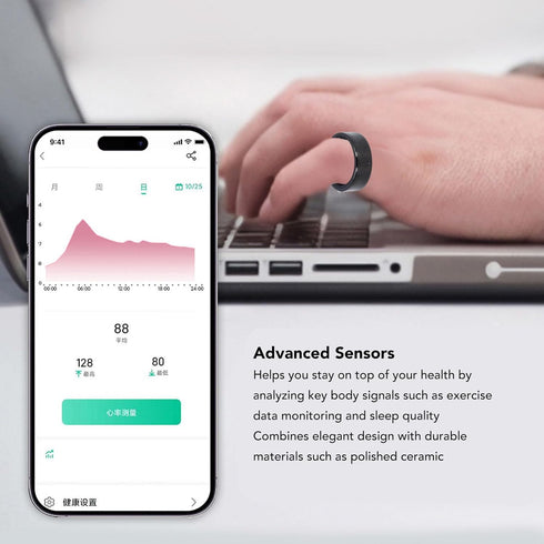 Smart Health Ring, Waterproof Fitness Pedometer for Exercise Data and Sleep Quality, Compatible with Android & iOS,