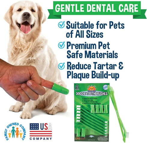 Bodhi Dog Toothbrush Combo Pack - Soft Finger & Dual-Ended Brushes for Dogs & Cats, Ideal for Dental Care (6 Long & 6