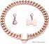 Rose Gold Chain Dog Collar 10MM/14MM Cuban Link Chew Proof Stainless Steel for Small Medium Large Dogs (14mm, 14inch)