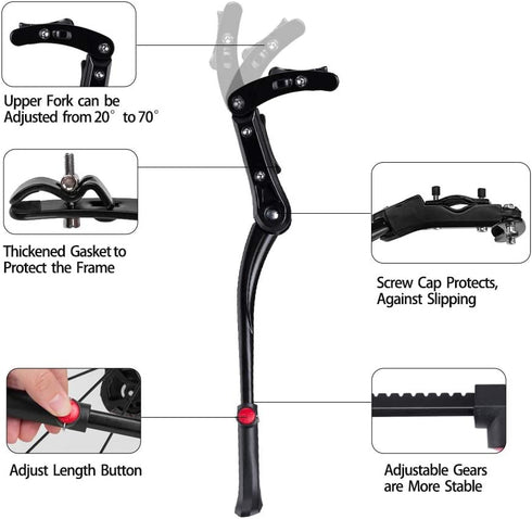 ROCKBROS Adjustable Bike Kickstand - Side Stand for Mountain Bike 24 inch to 28 inch