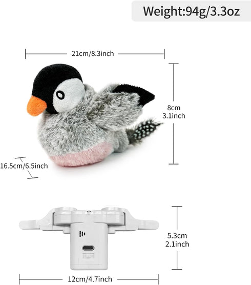 ipawspace Interactive Flapping Bird Cat Toy with Catnip, Musical Sound (can Turn Off), Satisfy Cat's Natural Huting