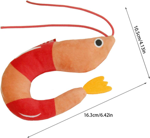 WOZUN Plush Shrimp Cats Toy Catnips Peppermint Bells Dolls Promotes Exercise and Reduces Boredom Washable Shrimp
