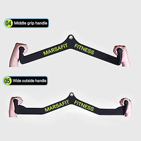 Home Gym Fitness Rowing T-bar V-bar Pulley Cable Machine Attachments for Bicep Curl and Tricep Lat Pulldown