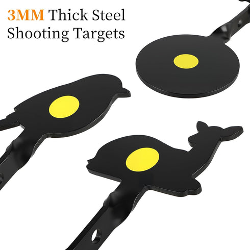 4 Reset, 3mm Pcs BB Gun Targets, Steel Spinning Shooting Targets, Animal Silhouette, Auto Pellet Airsoft Shooting