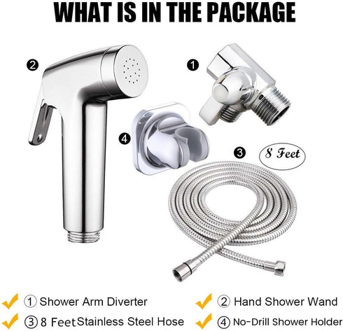 Dog Shower Attachment Set for Bathing, Hand Held Shower Head, Water Hose, and Shower Arm Diverter for Dog Washing