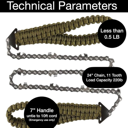 Pocket Survival Hand Chainsaw with Paracord Handle, Ideal for Outdoor Camping, Hiking, Fishing, Hunting Emergency Tools