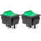 QTEATAK KCD4 2Pcs DC 12V-24V 30A DPST 4-Pin 2 Position ON/Off Boat Rocker Toggle Switch with Green LED Light