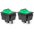 QTEATAK KCD4 2Pcs DC 12V-24V 30A DPST 4-Pin 2 Position ON/Off Boat Rocker Toggle Switch with Green LED Light