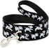 Buckle-Down Pet Leash - Dalmatians Running/Paws Black/Gray/White - 4 Feet Long - 1/2" Wide