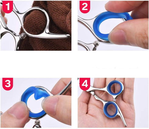 12Pcs Soft Silicone Finger Ring Scissors Grips - Barber Hair Shears Accessories for Pet Grooming, Random Color