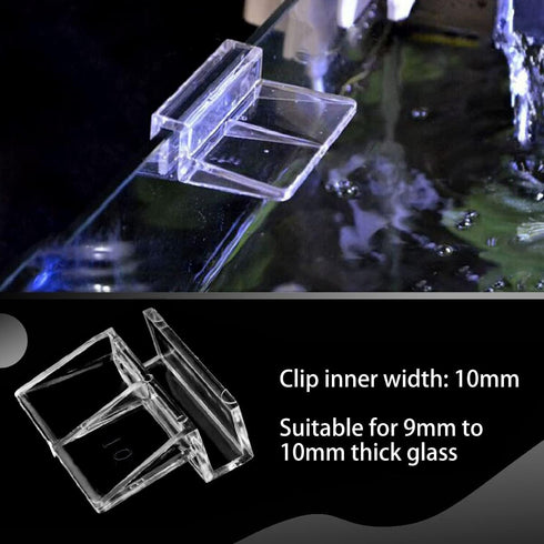 16 PCS 10mm Acrylic Aquarium Cover Clip, Clear Fish Tank Glass Support Holder for Rimless Aquariums