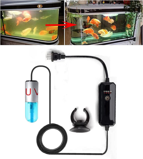 Mini 3W Timer Aquarium & UV-C Water Clean Light for Fish Tank