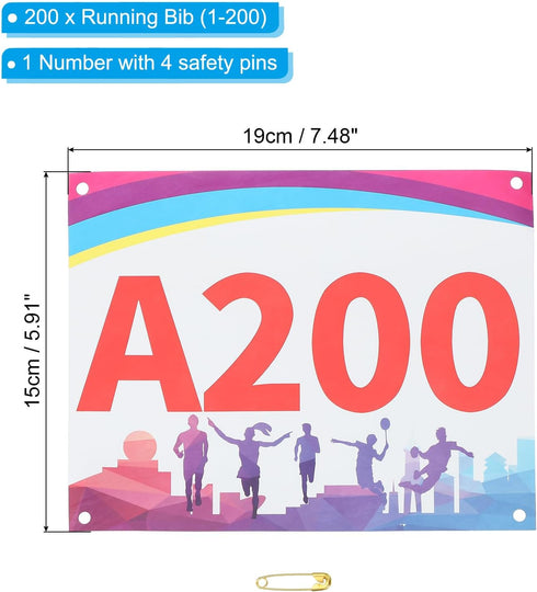 PATIKIL Tearproof Running Bib Numbers, Shadow Waterproof Race Competitor Numbers with Safety Pin for Marathon Sports
