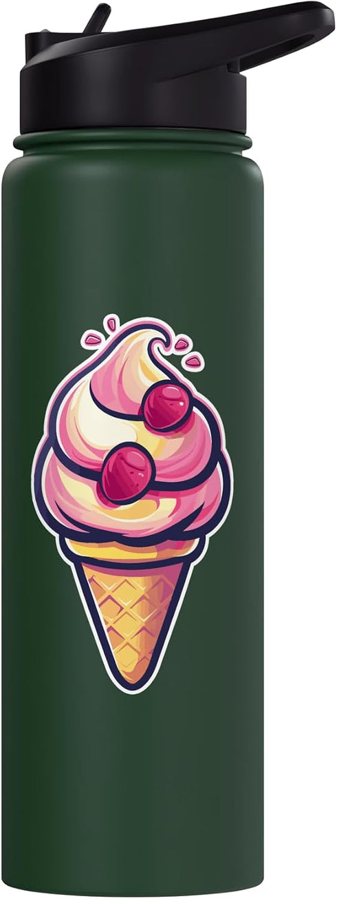 Funny Ice Cream Seller Graphic Tees and Presents Ice Cream Cone Graphic Sorbet Stainless Steel Insulated Water Bottle