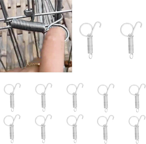20PCS Metal Finger Spring Hook, Cage Door Spring Latch Hook for Animal Cages, Fixing Rabbit Pet Cage Door, Farming