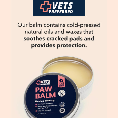 Vets Preferred Paw Balm Pad Protector for Dogs, Heals and Moisturizes Dry Noses and Paws, 2 Oz