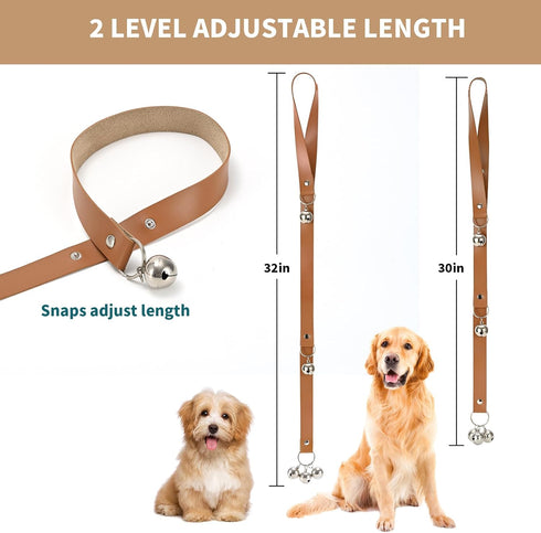 Luckyiren Brown Leather Hanging Door Bells for Dogs to Ring to Go Potty Training Doorbells Tools to Go Outside Dog