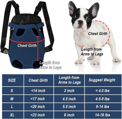 FEimaX Dog Carrier Backpack, Adjustable Pet Legs Out Front Travel Bag for Small Medium Dogs Cats, Hands-Free