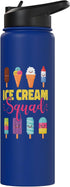 Cute Ice Cream Lover Boy Girl HS0 Ice Cream Team Cone Popsicle Ice Cream Squad Stainless Steel Insulated Water Bottle