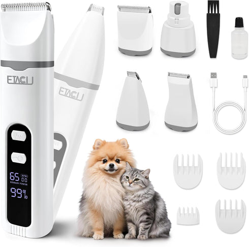 ETACCU 4 in 1 Dog Clippers Grooming Kit with LED Display, Cordless