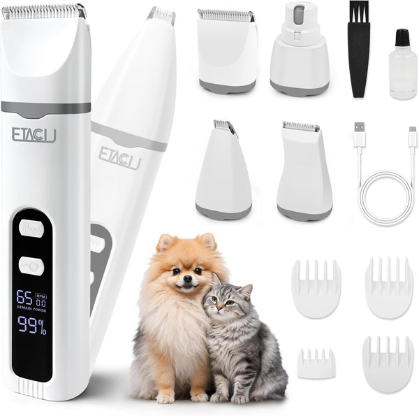 ETACCU 4 in 1 Dog Clippers Grooming Kit with LED Display, Cordless