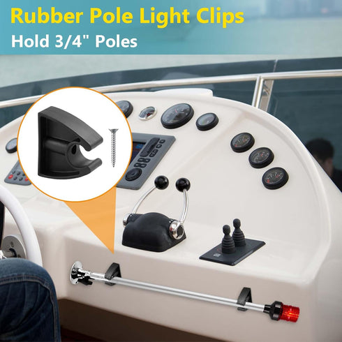SHILIU 3/4 Inch 7571l7, Boat Pole Storage Clip, Black Pole Holders for Attwood Marine Holder Stern & Navigation Light